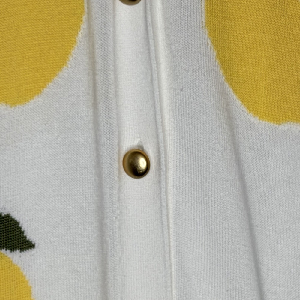 Free Assembly White Knit Button Up Lemon Print Clean Girl Cottagecore Top M - Picture 5 of 7